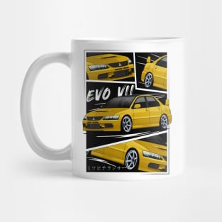 Yellow Mitsubishi Lancer Evolution VII, EVO 7, Evo VII Mug